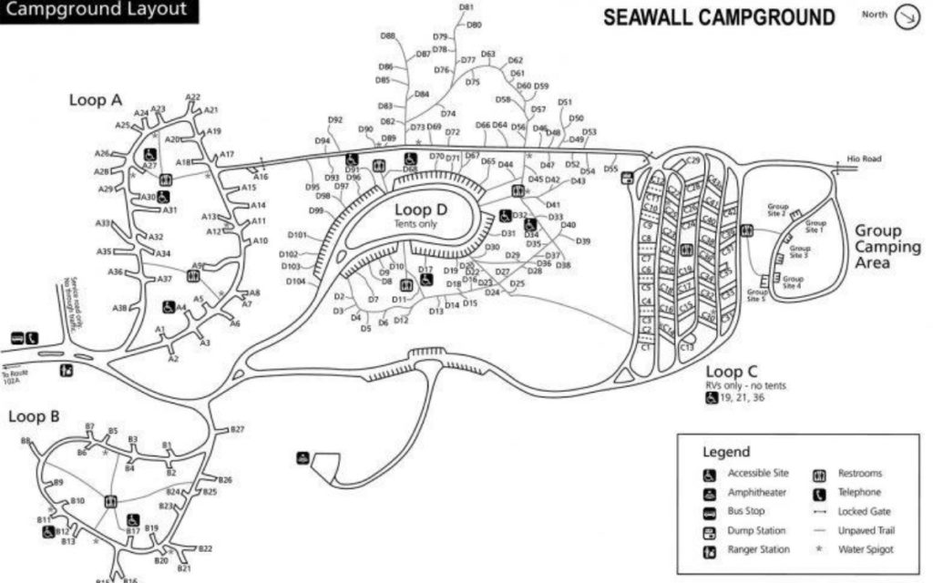 Seawall Campground Map