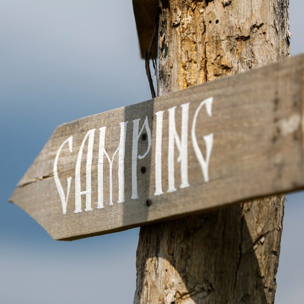 Wood Camping Sign 