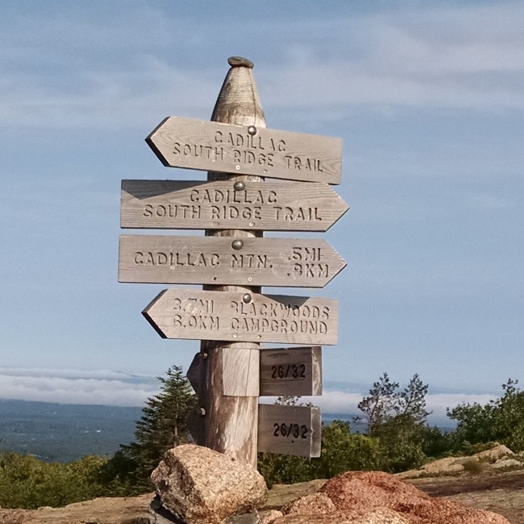 Cadillac Mountain Trail Sign