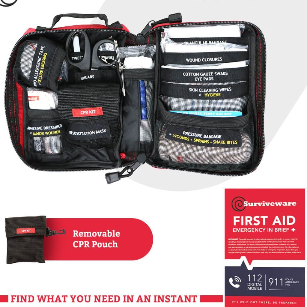 Inside Surviveware Hiking First Aid Kit