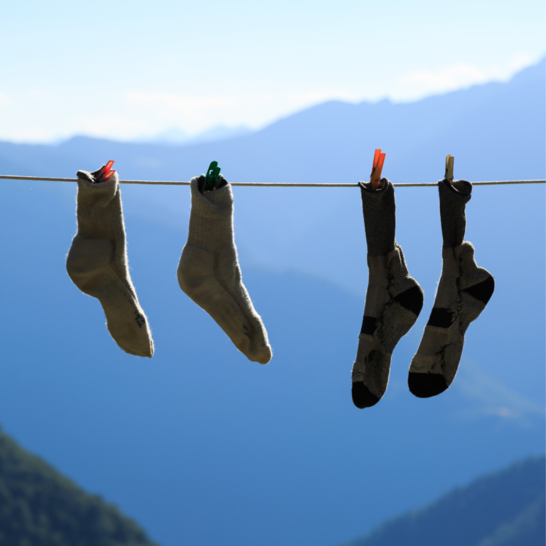 Hiking Socks On A Clothes Line