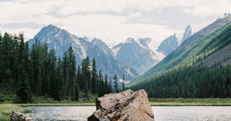 River With Mountain Background