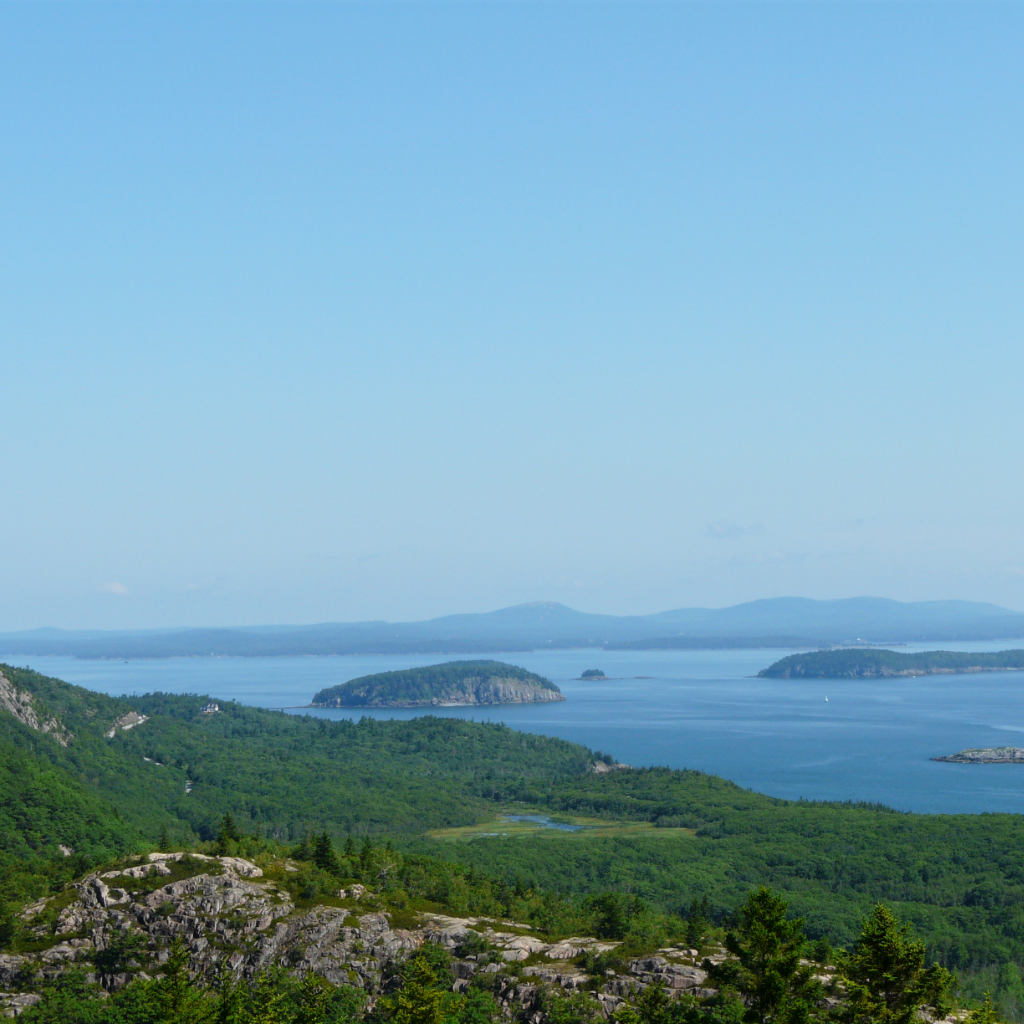 View from the Beehive in Acadia National Park Overlooking The Harbor