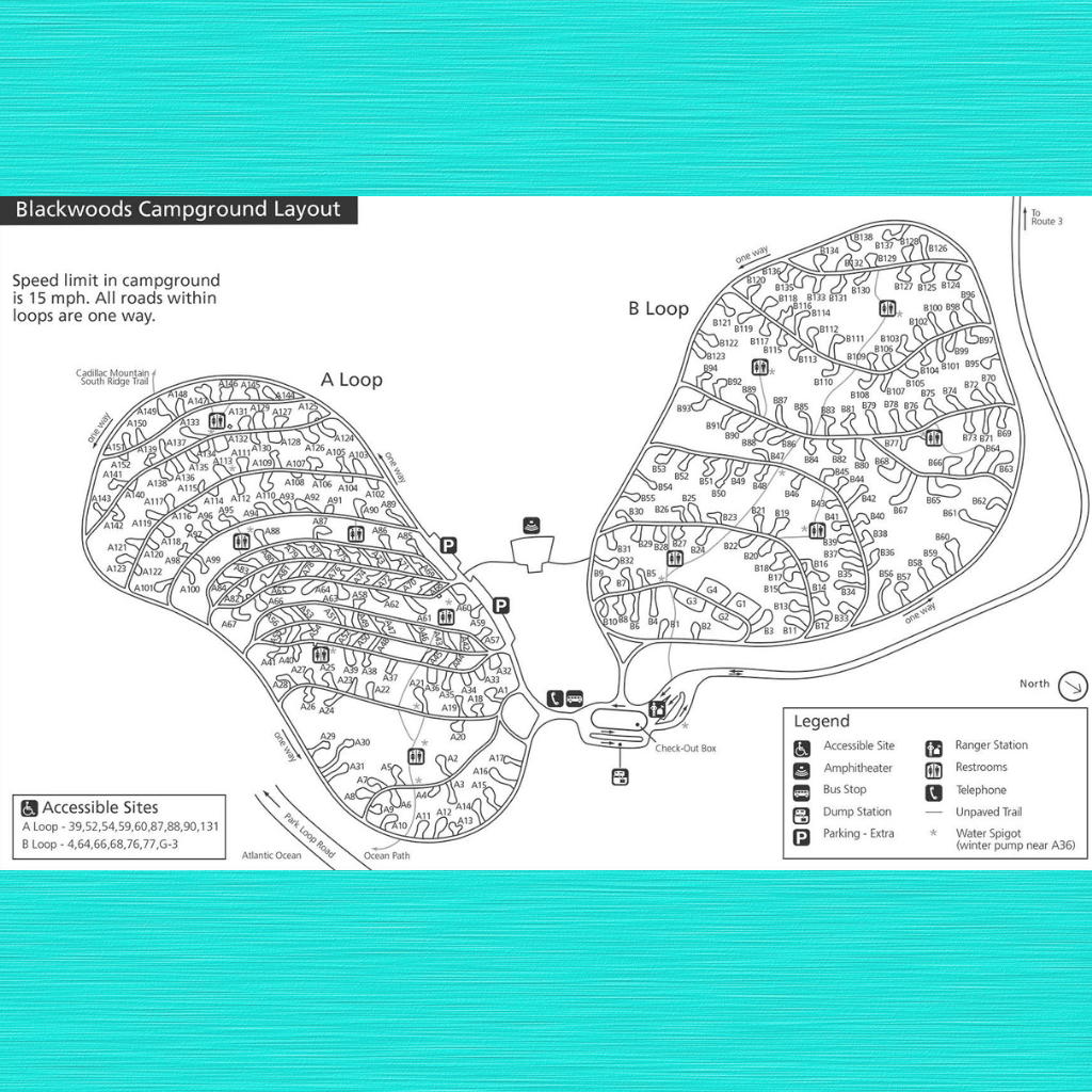 Map of Blackwoods Campground In Acadia National Park