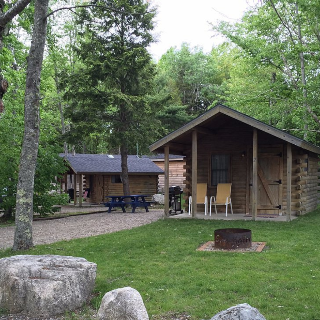 Looking at two of the cabins in Smuggler's Den Campground 