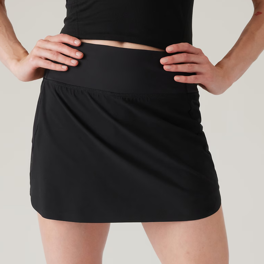 A short black hiking skirt