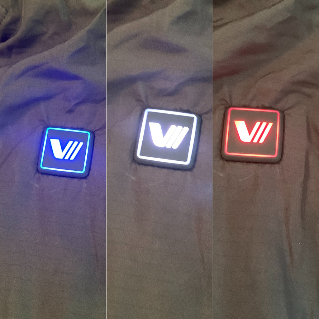 Three different colors of heat setting lights