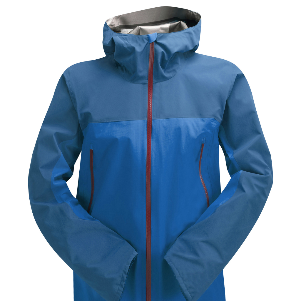 Two tone blue water resistant shell jacket